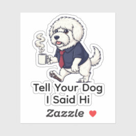 Adesivo Funny Komondor Dog Business Suit Coffee 