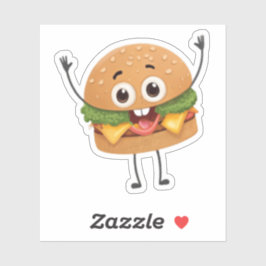 Adesivo Funny Laughing Burger Vinyl Sticker | Cute 3D Food