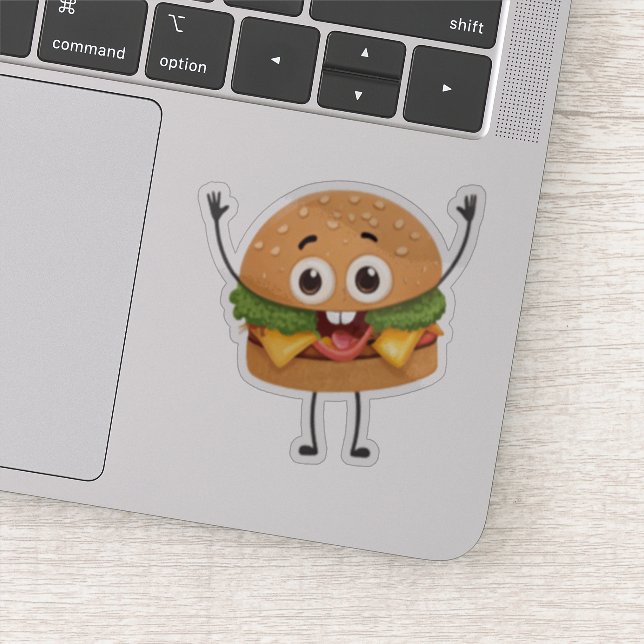 Adesivo Funny Laughing Burger Vinyl Sticker | Cute 3D Food (Detalhe)