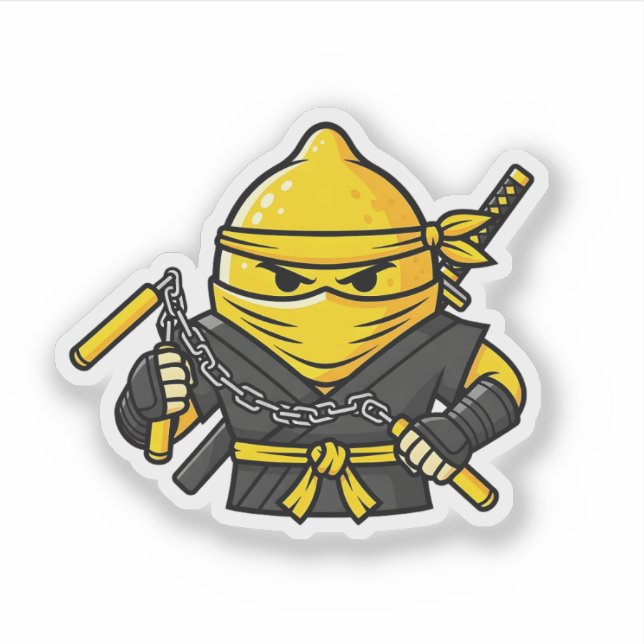 Adesivo Funny Lemon Shinobi Ninja Nunchucks Illustration (Frente)