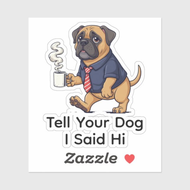 Adesivo Funny Mastiff Dog Business Suit Coffee  (Folha)