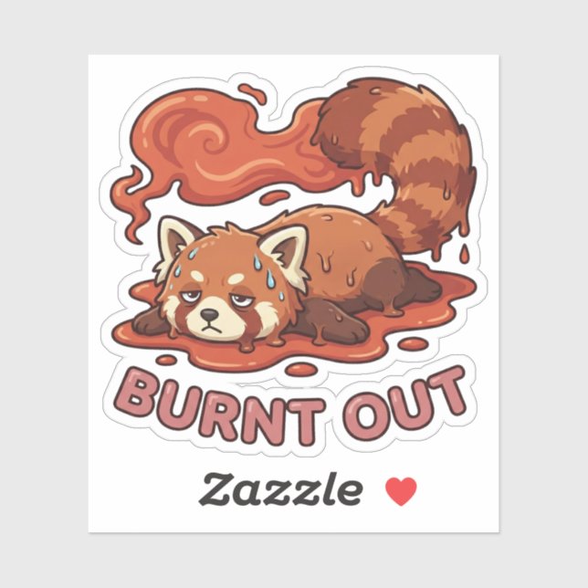Adesivo Funny Melting Red Panda Burnt Out Sticker | Cute  (Folha)