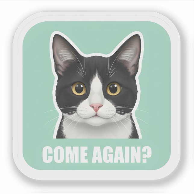 Adesivo Funny Meme Cat – “Come Again?” Sassy Cat Reaction, (Frente)