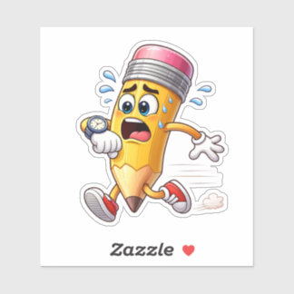 Adesivo Funny Pencil Running Late Custom-Cut Vinyl Sticker