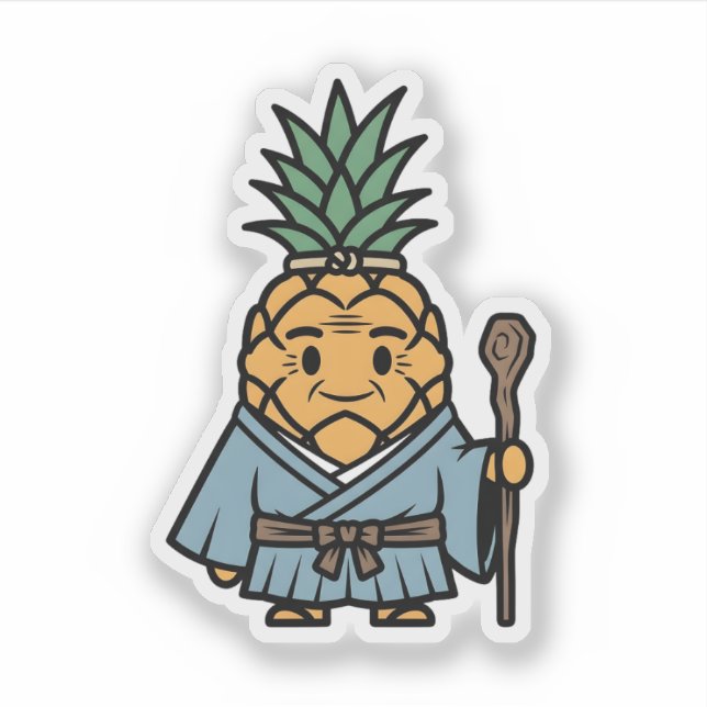 Adesivo Funny Pineapple Sensei Master Samurai Illustration (Frente)