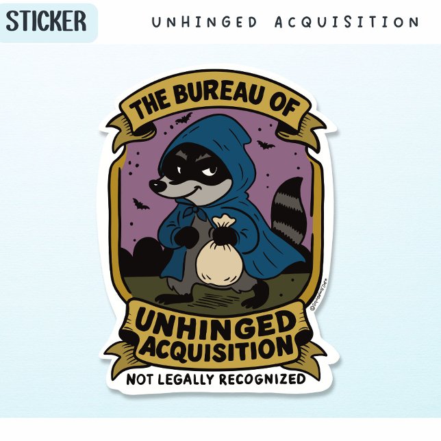 Adesivo Funny Raccoon, Bureau of Unhinged Purchasing (Criador carregado)