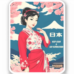 Adesivo Funny Retro Viagens vintage Japão Humor
