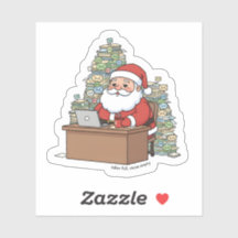 Funny Santa Sticker – “Inbox Full, Cocoa Empty” 