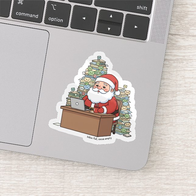 Adesivo Funny Santa Sticker – “Inbox Full, Cocoa Empty”  (Detalhe)