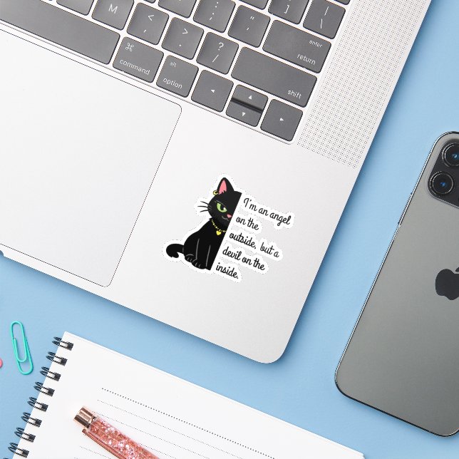 Adesivo funny sarcastic cat stickers (Notebook com iPhone)