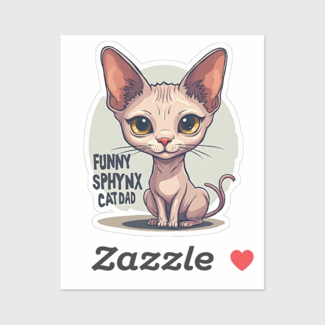 Adesivo Funny Sphynx Cat Dad Cartoon Art (Folha)