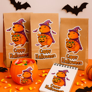 Adesivo Funny Spooky Cute Capybara Witch WIzard