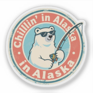 Adesivo Funny Vintage Alaska Chillin Polar Bear