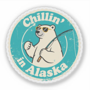 Adesivo Funny Vintage Alaska Chillin Polar Bear