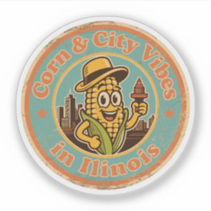 Adesivo Funny Vintage Illinois Corn e City Retro