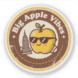 Adesivo Funny Vintage Nova York Apple Sunglass Retro