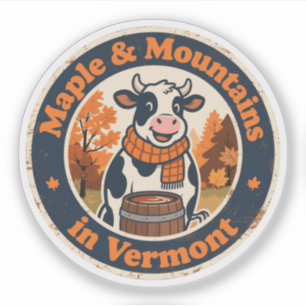 Adesivo Funny Vintage Vermont Cow Maple Syrup Retro