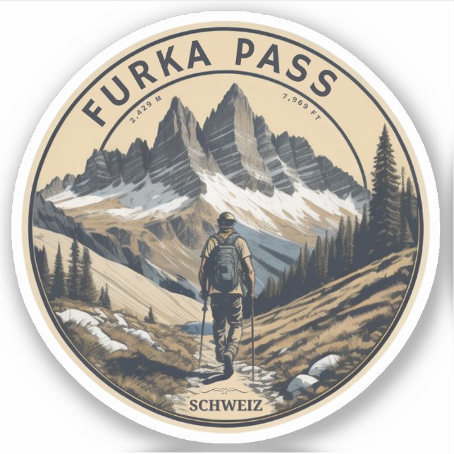 Adesivo furka pass hikes swiss alpine road trip (Frente)