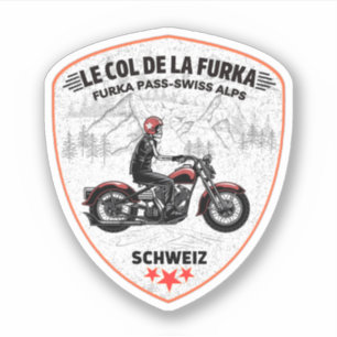 Adesivo furka pass - viagem de moto pela estrada de montan