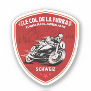 Adesivo furka pass - viagem de moto pela estrada de montan