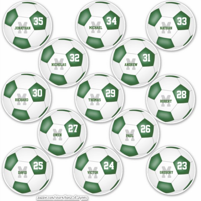Adesivo futebol branco verde 13 personalizado individualme (Frente)