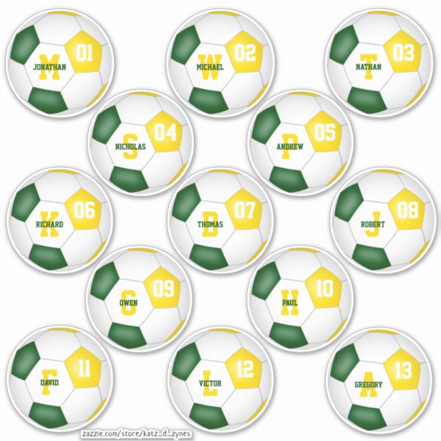 Adesivo futebol de ouro verde 13 personalizado individualm (Frente)