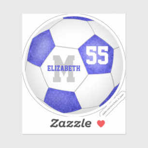 Adesivo futebol personalizado branco-azul-feminino