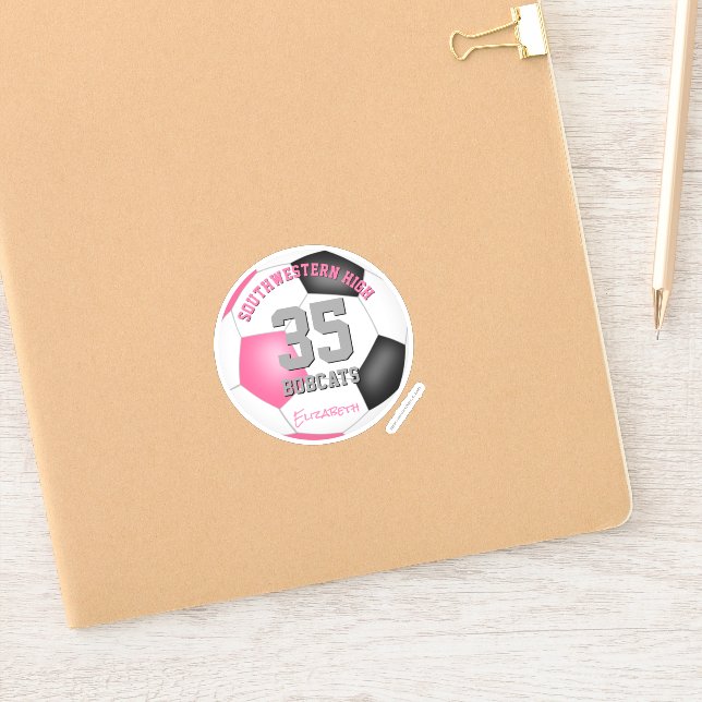 Adesivo Futebol personalizado preto-rosa feminino (Notebook)