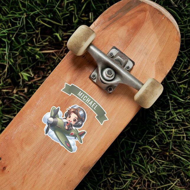 Adesivo Future Pilot Boy Vintage Airplane Personalized (Criador carregado)