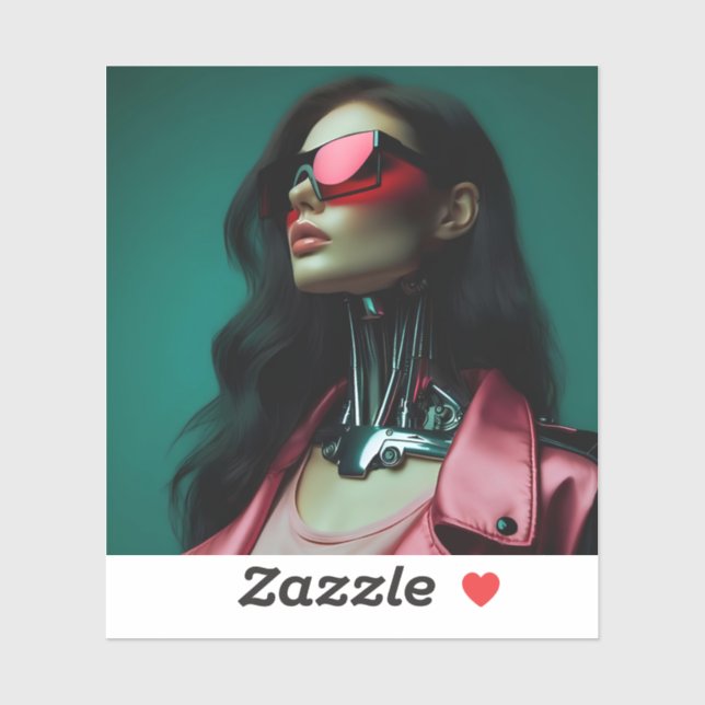 Adesivo  futuristic cybernetic woman (Folha)