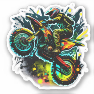 Adesivo Futurística, Neon Motocross Off Road Bike