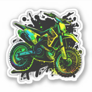 Adesivo Futurística, Neon Motocross Off Road Bike