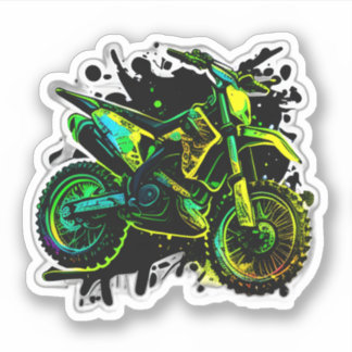 Adesivo Futurística, Neon Motocross Off Road Bike