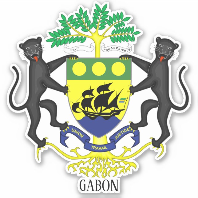 Adesivo Gabon National Coat Of Arms Patriotic (Frente)