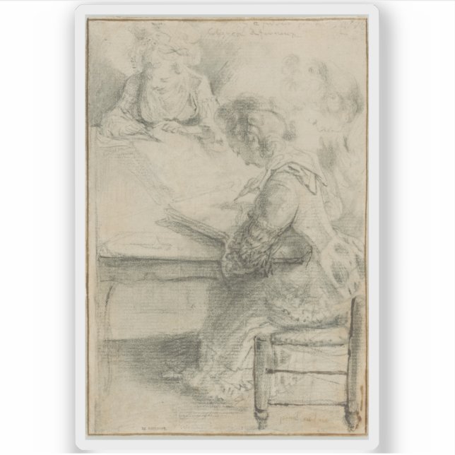 Adesivo Gabriel J. de Rua-Aubin: Três Jovens Desenhando (Frente)