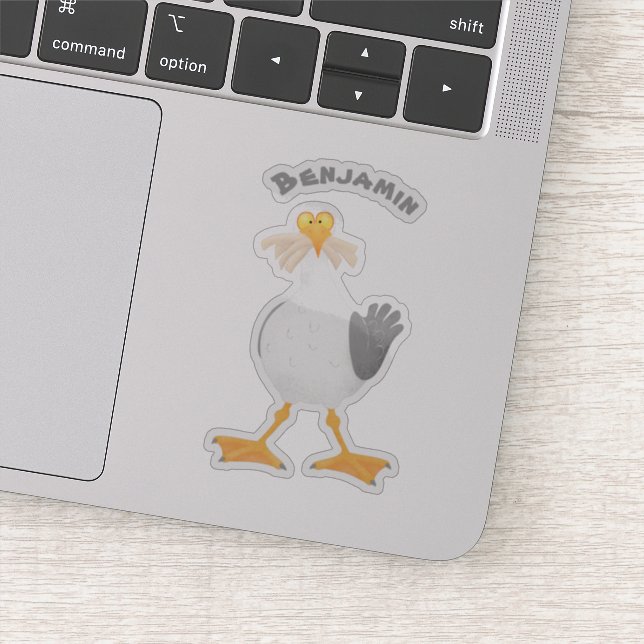Adesivo Gaivota engraçada com desenho francês (Detalhe)