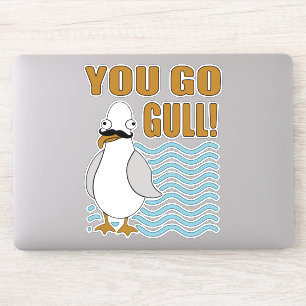 Adesivo Gaivota engraçada do bigode você vai gaivota