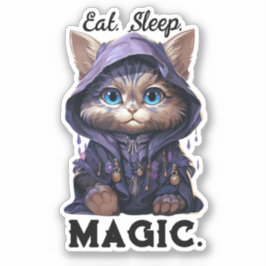 Adesivo Gala de Gato Feiticeiro - "Coma. Durma. Magia."