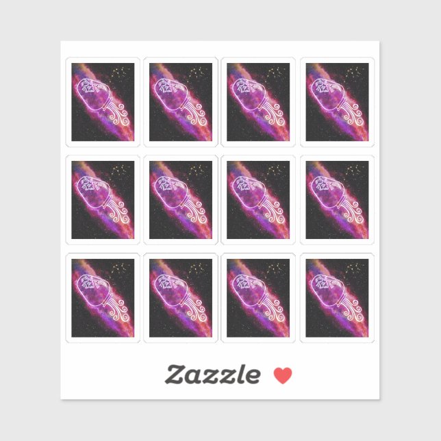 Adesivo Galaxy Aquarius Constelação Zodiac Sinal (Folha)