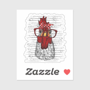 Adesivo Galinha com bandana e óculos bonitos