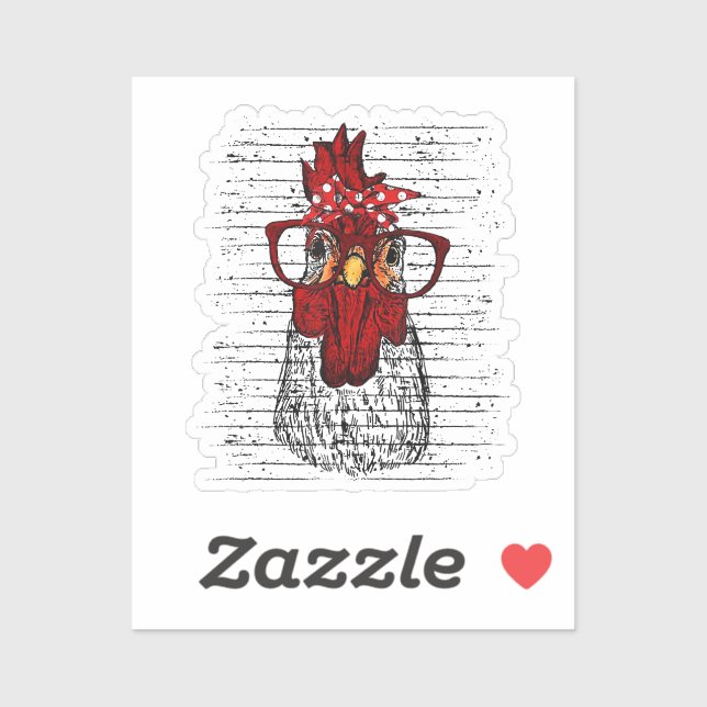 Adesivo Galinha com bandana e óculos bonitos (Folha)