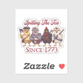 Adesivo Galinha engraçada do dia 4 de julho derramando chá