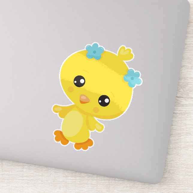 Adesivo Galinha Gelada, Galinha Bebê, Pintinho, Flores (Detalhe)