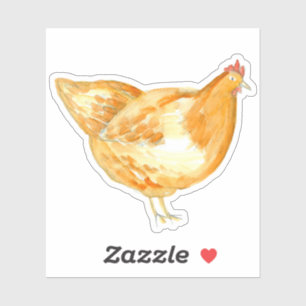 Adesivo Galinha Hen Bird Watercolor Animal