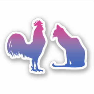 Adesivo Galo Bissexual e Gatinha