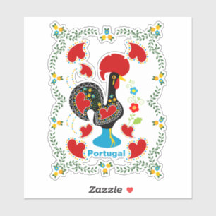 Adesivo Galo Tradicional de Portugal em preto