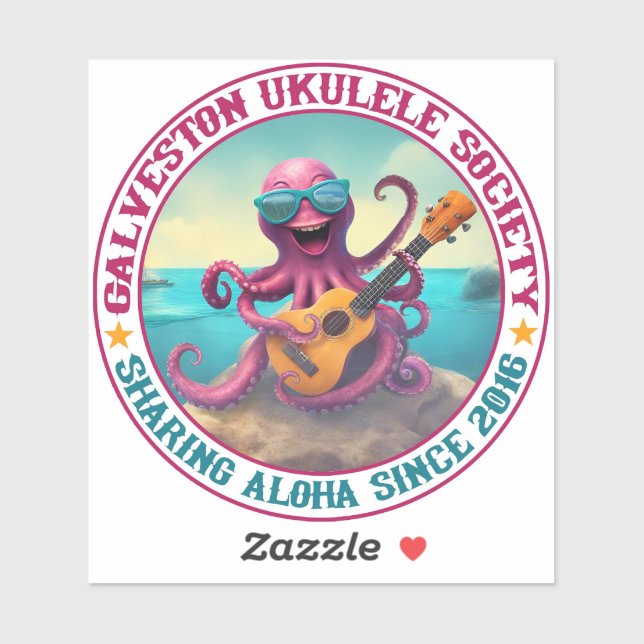 Adesivo Galveston Ukulele Society GUS Round Vinyl Sticker (Folha)
