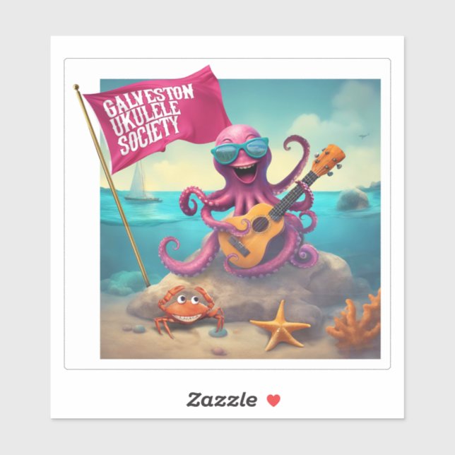 Adesivo Galveston Ukulele Society GUS Square Vinyl Sticker (Folha)
