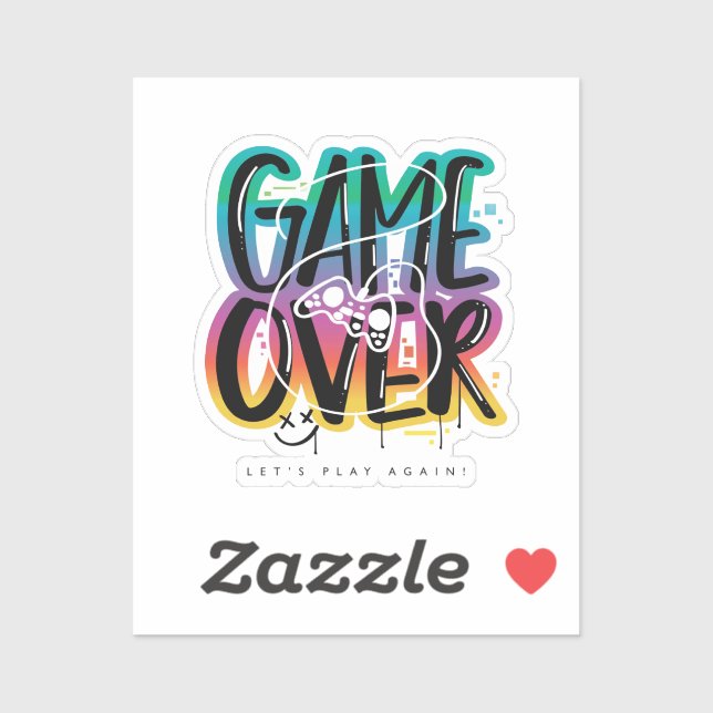 Adesivo Game over graffiti joystick gamer (Folha)