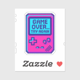 Adesivo Game Over Tente Novamente – Retro Pixel Gamer
